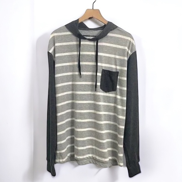 9K Clothing Co. Gray Striped Long Sleeve Hoodie, Men’s Size XL - Picture 8 of 8